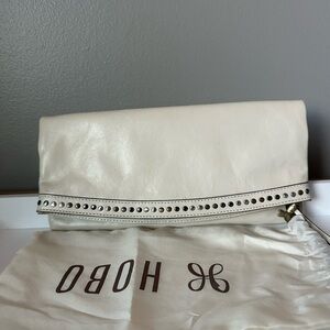 HOBO Zeal Foldover Beige Zip Clutch